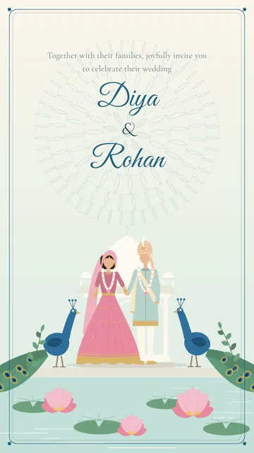Peacock Garden wedding invitation template