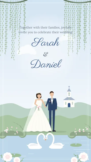 Swan Lake wedding invitation template