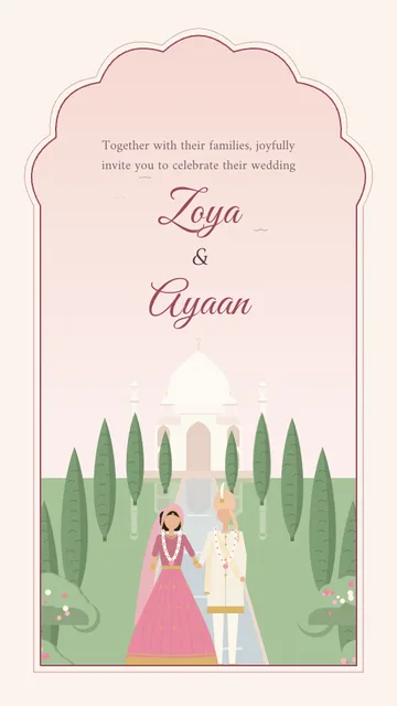 Mughal Garden wedding invitation template